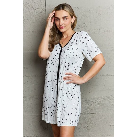 MOON NITE Quilted Quivers Button Down Sleepwear Dress - Picture 3 of 6